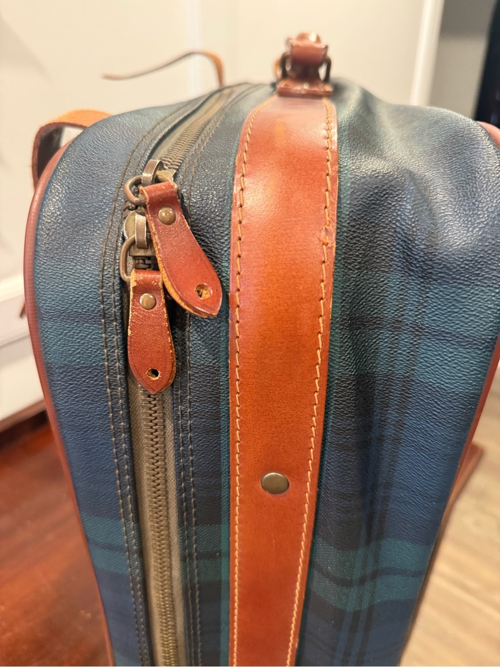 Vintage Polo Ralph Lauren Black Watch Plaid 25in Suitcase Made in Italy - Picture 12 of 16